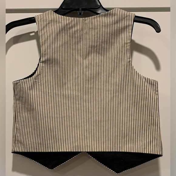 Kids Ivory with Black Pin-Striped Vest by LUNCHBOX. - Picture 2 of 4